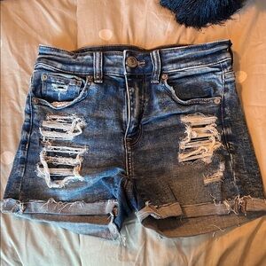 American Eagle Outfitters Blue Distressed Jean Shorts